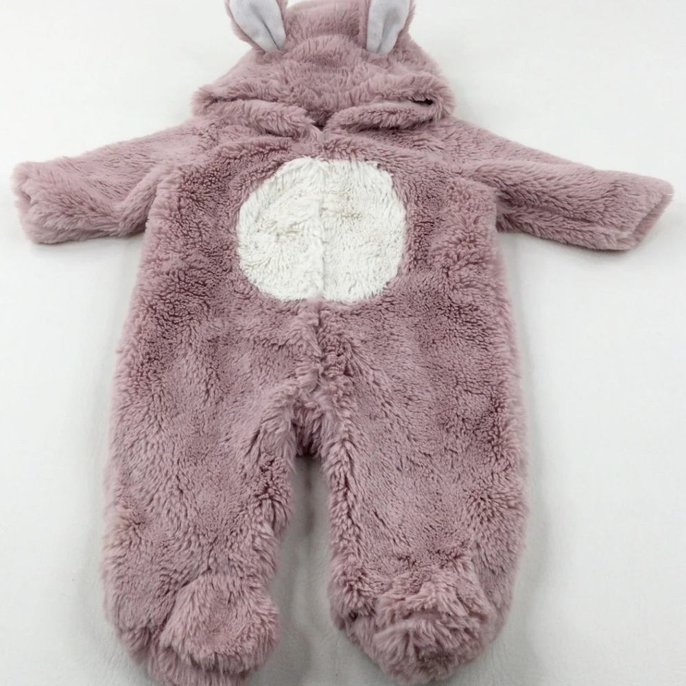 Fluffy Pink Bunny Baby Jumpsuit